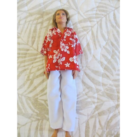 Ken Doll With Red Hawaiian Shirt & White Pants - Picture 1 of 3